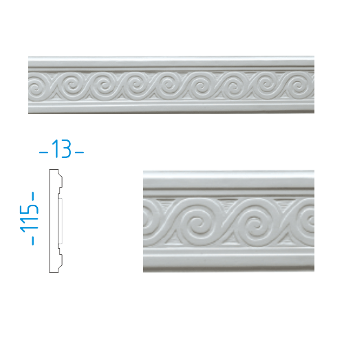 Sádrový dekorační profil 11,5x1,3cm  / L=150cm