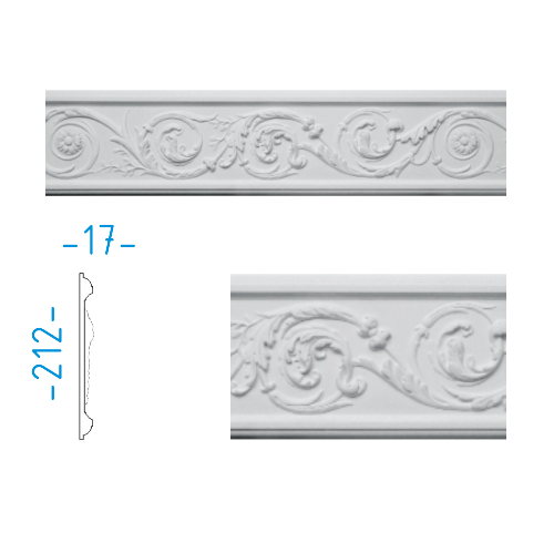 Sádrový dekorační profil 21,2x1,7cm / L=151